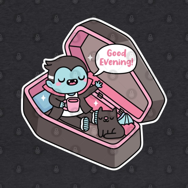 Cute Vampire Wakes Up From Coffin, Good Evening by rustydoodle